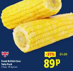 Lidl Fresh British Corn Twin Pack offer