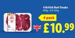 Lidl 4 British Beef Steaks offer