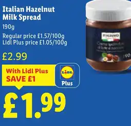 Lidl ITALIAMO Italian Hazelnut Milk Spread offer