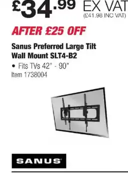 Costco Sanus Preferred Large Tilt Wall Mount SLT4-B2 offer