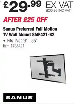 Costco Sanus Preferred Full Motion TV Wall Mount SMF421-B2 offer
