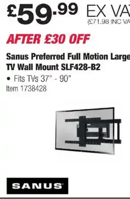 Costco Sanus Preferred Full Motion Large TV Wall Mount SLF428-B2 offer