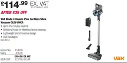 Costco VAX Blade 4 Classic Plus Cordless Stick Vacuum CLSV-B4CA offer