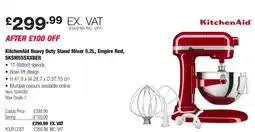 Costco KitchenAid Heavy Duty Stand Mixer 5.2L, Empire Red, 5KSM55SXXBER offer