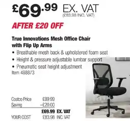 Costco True Innovations Mesh Office Chair with Flip Up Arms offer