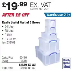 Costco Really Useful Nest of 5 Boxes offer