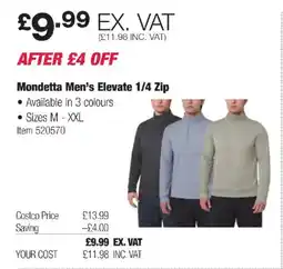 Costco Mondetta Men's Elevate 1/4 Zip offer