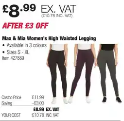 Costco Max & Mia Women's High Waisted Legging offer