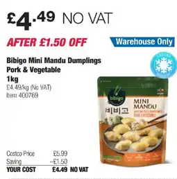 Costco Bibigo Mini Mandu Dumplings Pork & Vegetable offer