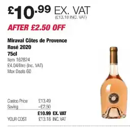 Costco Miraval Côtes de Provence Rosé 2020 offer