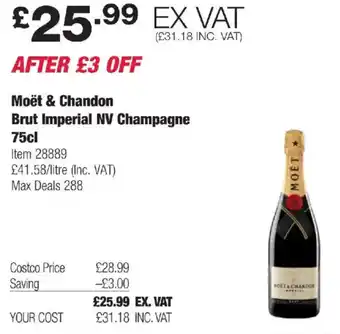 Costco Moët & Chandon Brut Imperial NV Champagne offer