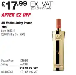 Costco AU Vodka Juicy Peach offer
