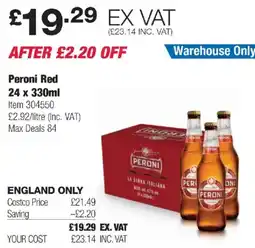 Costco Peroni Red offer