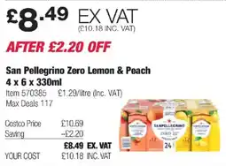 Costco San Pellegrino Zero Lemon & Peach offer