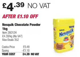 Costco Nesquik Chocolate Powder offer