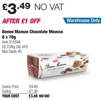 Costco Bonne Maman Chocolate Mousse offer