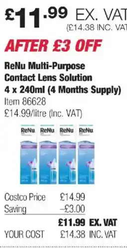 Costco ReNu Multi-Purpose Contact Lens Solution offer