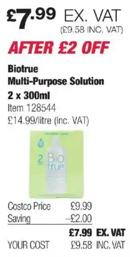 Costco Biotrue Multi-Purpose Solution offer
