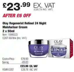 Costco Olay Regenerist Retinol 24 Night Moisturiser Cream offer