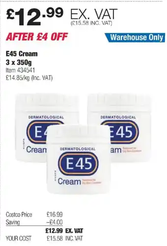 Costco E45 Cream offer