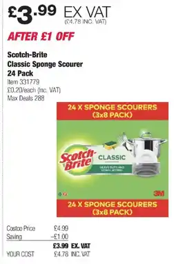 Costco Scotch-Brite Classic Sponge Scourer offer
