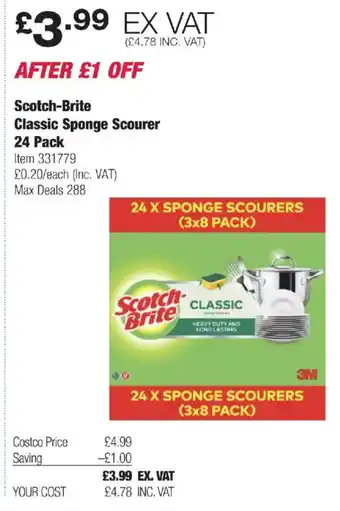Costco Scotch-Brite Classic Sponge Scourer offer