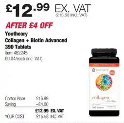 Costco Youtheory Collagen + Biotin Advanced offer