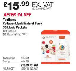 Costco Youtheory Collagen Liquid Natural Berry offer