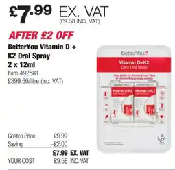 Costco Better You Vitamin D + K2 Oral Spray offer