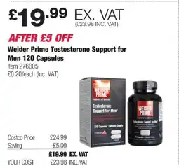 Costco Weider Prime Testosterone Support for Men offer