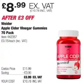 Costco Weider Apple Cider Vinegar Gummies offer
