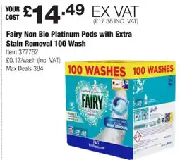 Costco Fairy Non Bio Platinum Pods with Extra Stain Removal offer