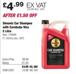 Costco Simoniz Car Shampoo with Carnbuba Wax offer