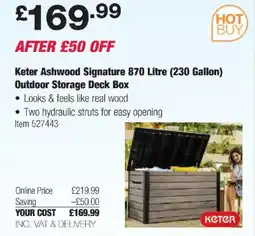 Costco Keter Ashwood Signature 870 Litre (230 Gallon) Outdoor Storage Deck Box offer