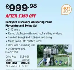 Costco Backyard Discovery Whispering Point Playcentre and Swing Set offer