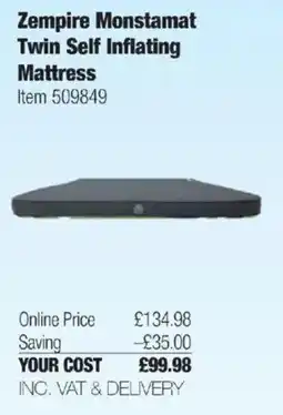 Costco Zempire Monstamat Twin Self Inflating Mattress offer