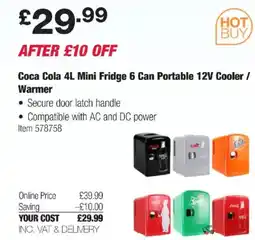Costco Coca Cola 4L Mini Fridge 6 Can Portable 12V Cooler / Warmer offer