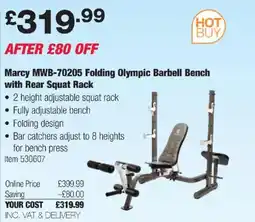 Costco Marcy MWB-70205 Folding Olympic Barbell Bench with Rear Squat Rack offer