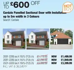 Costco Cardale Panelled Sectional Door with Installation up to 5m width in 3 Colours offer