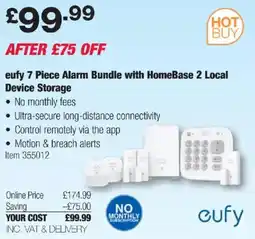 Costco Eufy 7 Piece Alarm Bundle with HomeBase 2 Local Device Storage offer