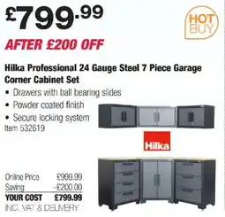 Costco Hilka Professional 24 Gauge Steel 7 Piece Garage Corner Cabinet Set offer