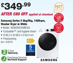 Costco Samsung Series 5 8kg/5kg, 1400rpm, Washer Dryer in White offer