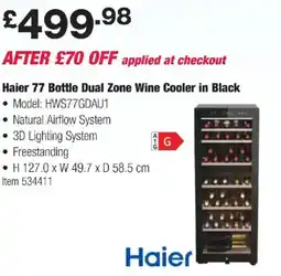 Costco Haier 77 Bottle Dual Zone Wine Cooler in Black offer