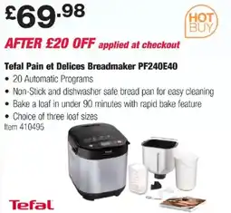 Costco Tefal Pain et Delices Breadmaker PF240E40 offer