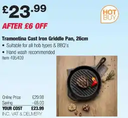 Costco Tramontina Cast Iron Griddle Pan, 26cm offer