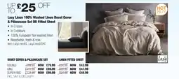 Costco Lazy Linen 100% Washed Linen Duvet Cover & Pillowcase Set OR Fitted Sheet offer