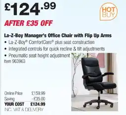 Costco La-Z-Boy Manager's Office Chair with Flip Up Arms offer