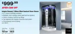 Costco Insignia Diamond 1100mm Offset Quadrant Steam Shower offer