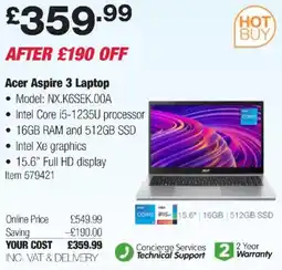 Costco Acer Aspire 3 Laptop offer