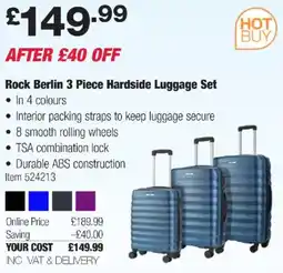 Costco Rock Berlin 3 Piece Hardside Luggage Set offer